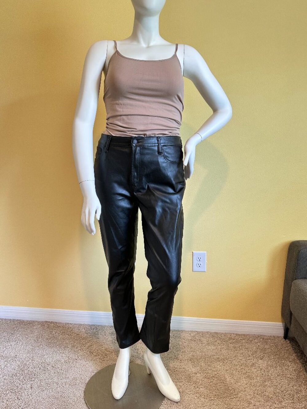 GAP High Rise Vintage Slim Faux Leather Pants Black Size 16/33R